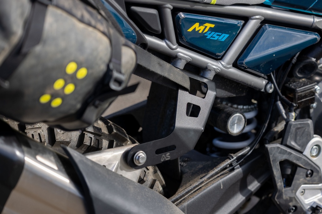 Adventure Spec CF Moto 450MT Rackless Luggage Bracket / Exhaust Hanger