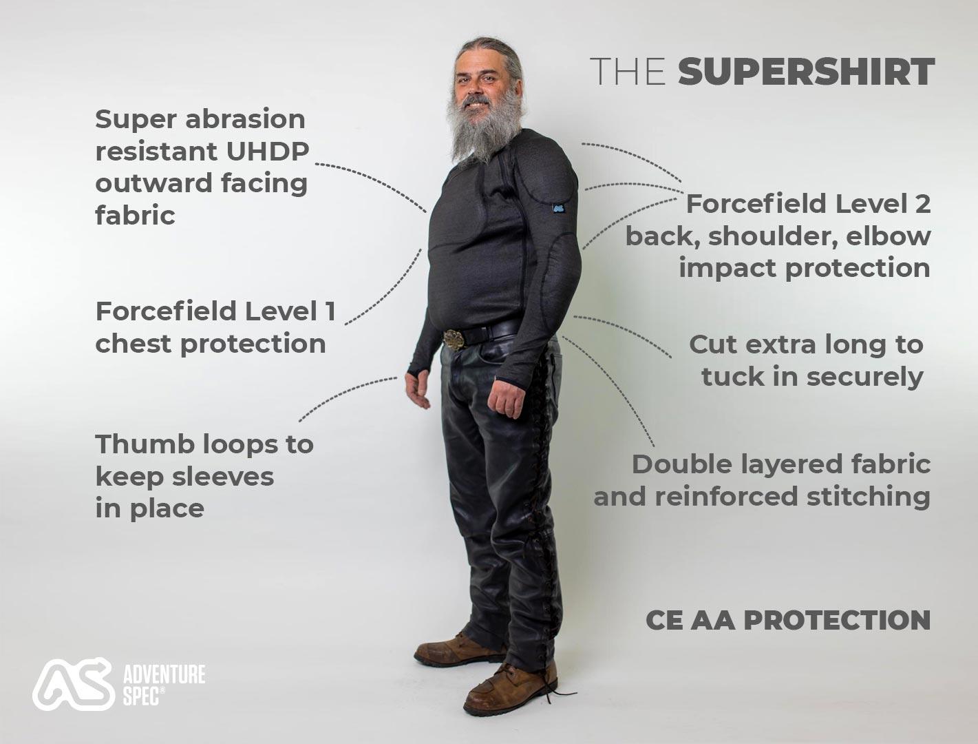 Adventure Spec The Supershirt motorcycle motorbike gear top CE AA protection