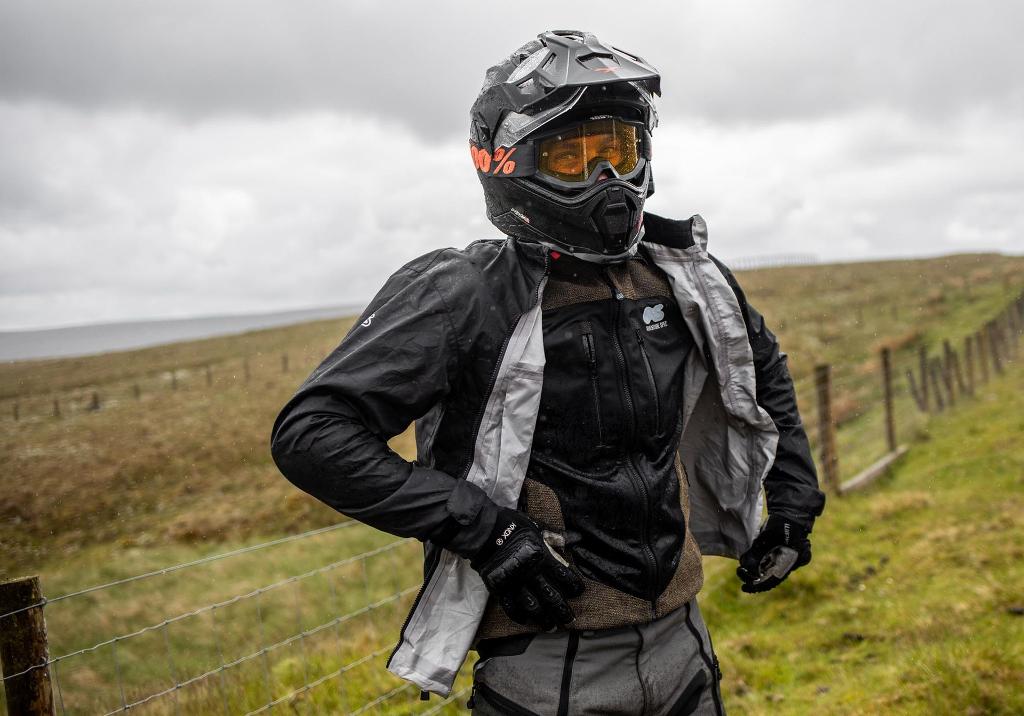 adventure spec aqua pac black waterproof motorcycle motorbike jacket adv biker rider 