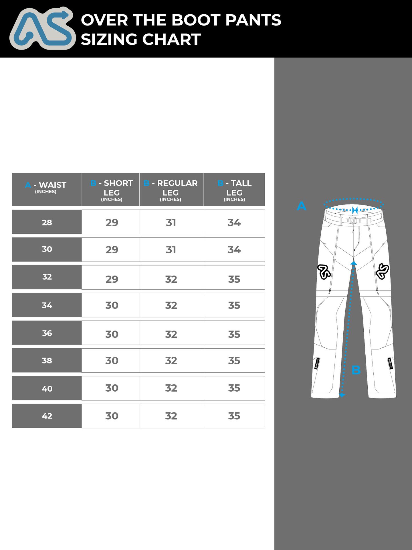 Adventure Spec | Clothing Sizing info