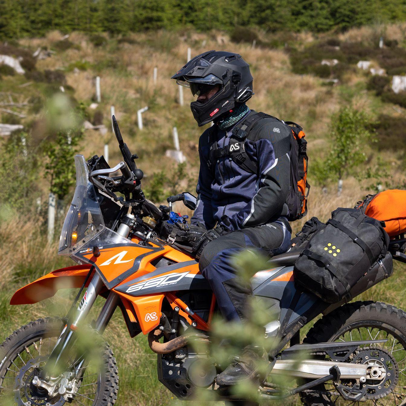 Mongolia Trail Pant adventure spec motorcycle trousers blue motorbike gear