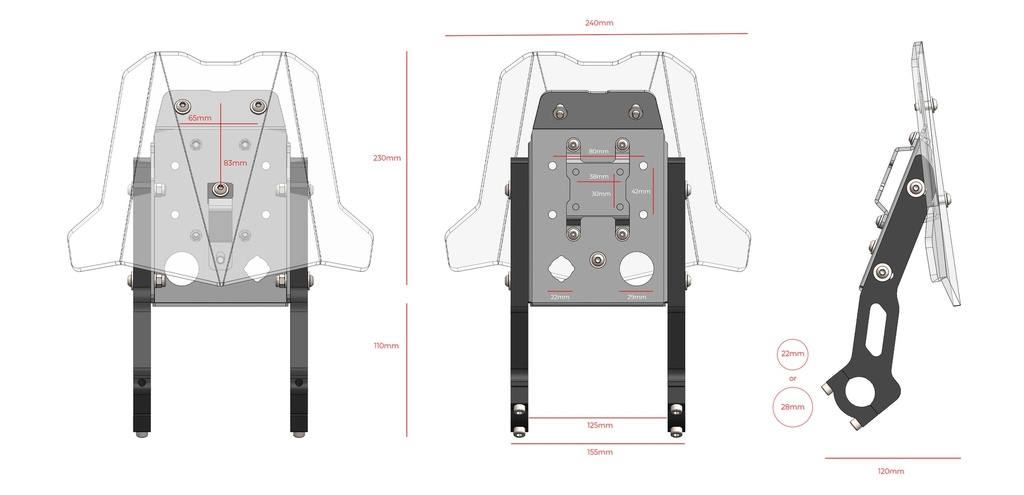 Adventure Spec Mini Fairing Support (no screen)