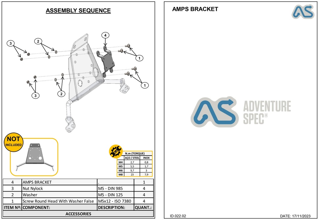 Adventure Spec Mini Fairing AMPS Bracket