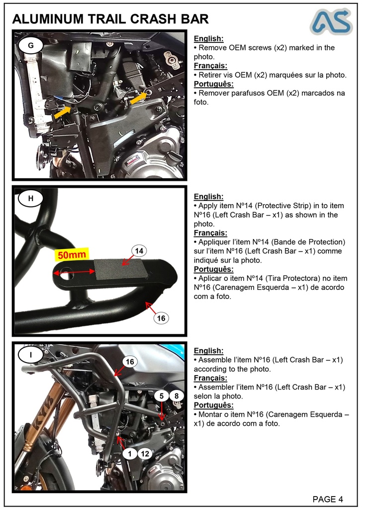Adventure Spec Yamaha Tenere 700 and Tenere 700 Rally Edition Crashbars 2025 +     